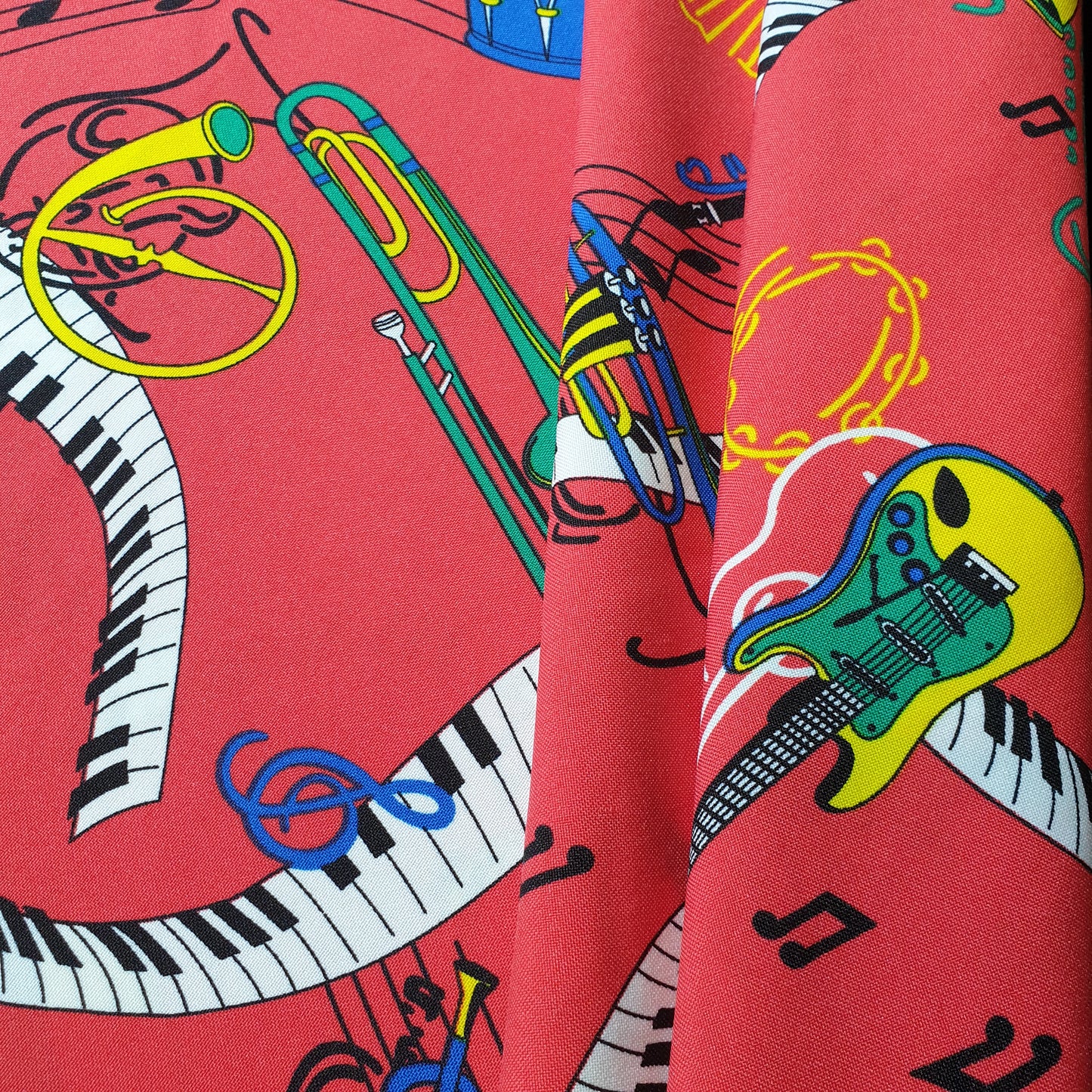 Red Musical Print Polyester Material Quilting Dress Decor Costume Fabric 58" By The Meter