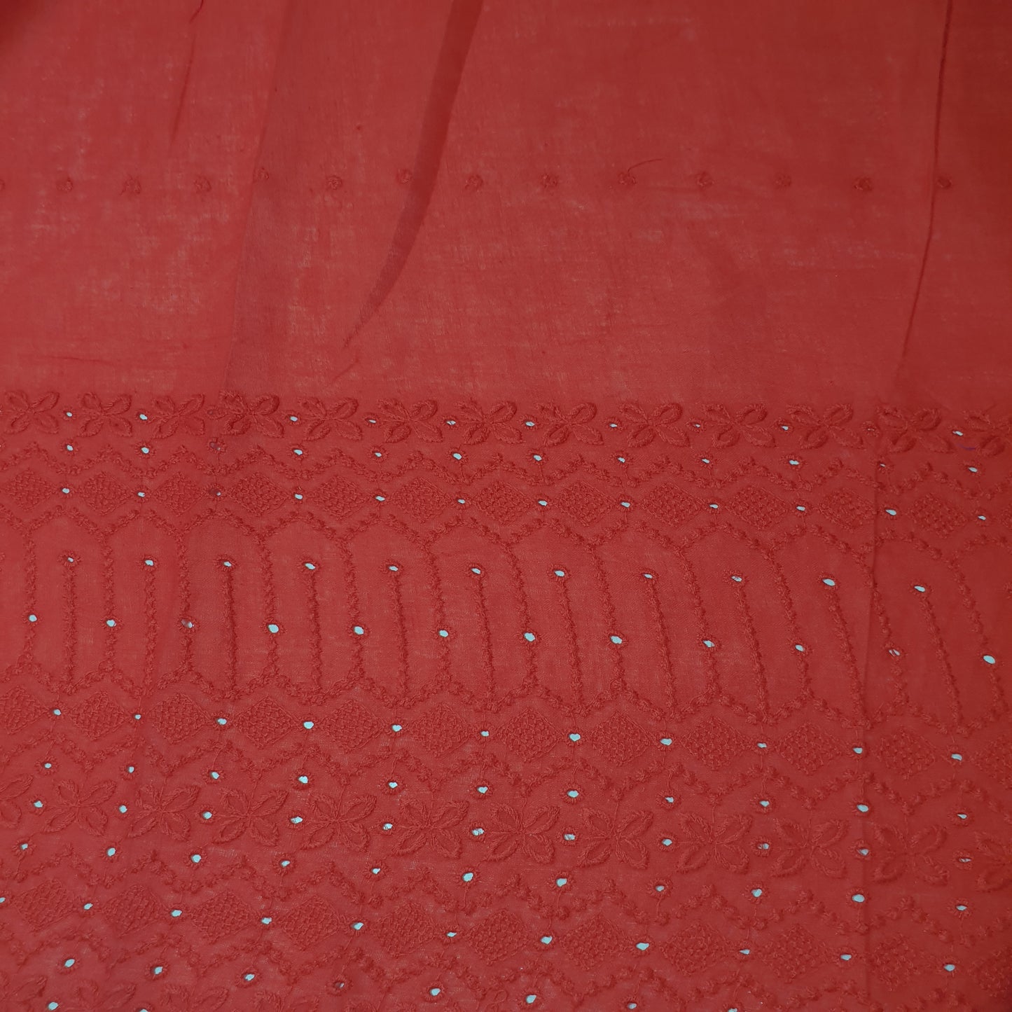 Red 100% Cotton Voile Floral Embroidery Fabric Broderie Anglaise Dress Craft Material 44" By the Meter