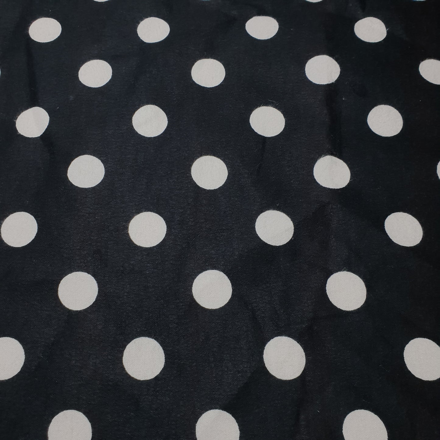 Black Large Polka 100% Cotton Flannel Winceyette Brush Fabric Dress Craft Quilting Material 44" By The Meter
