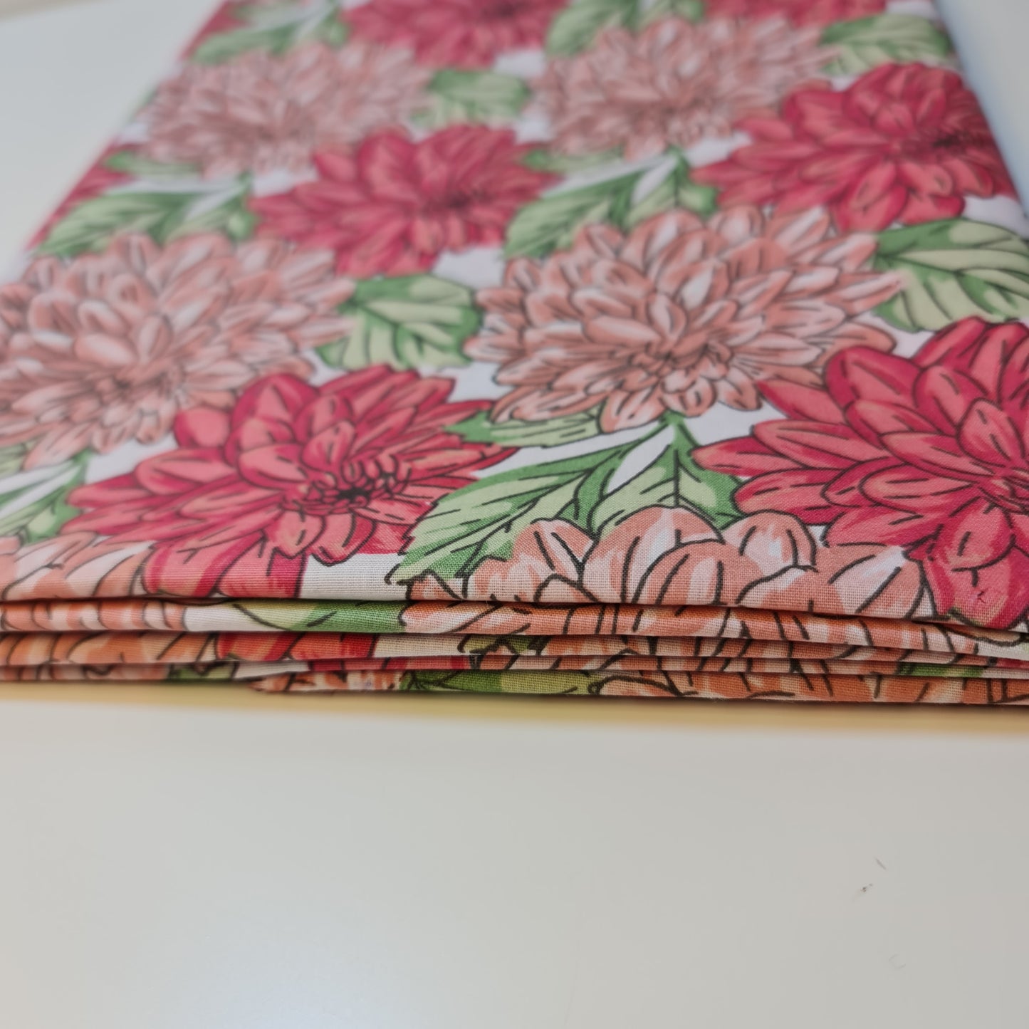 Pink Chrysanthemum Floral Polycotton Fabric 44" Wide | Floral Dressmaking Fabric by the Metre