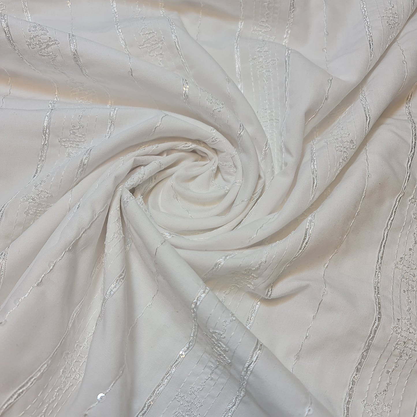 White Polycotton Embroidery Fabric Dress Craft Costume Material 58" By The Meter