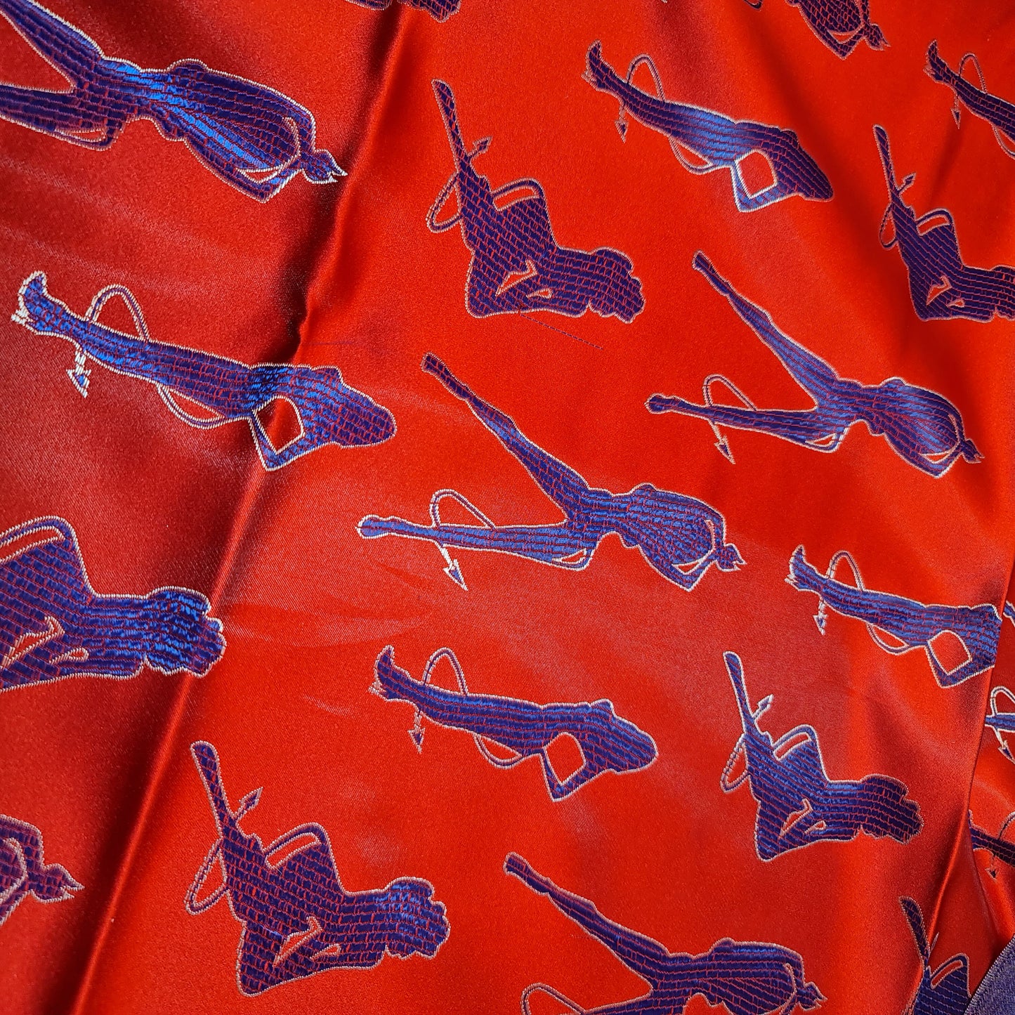 Red Club Dancers Satin Jacquard Material Dress Craft Costume Fabric 44" By The Meter