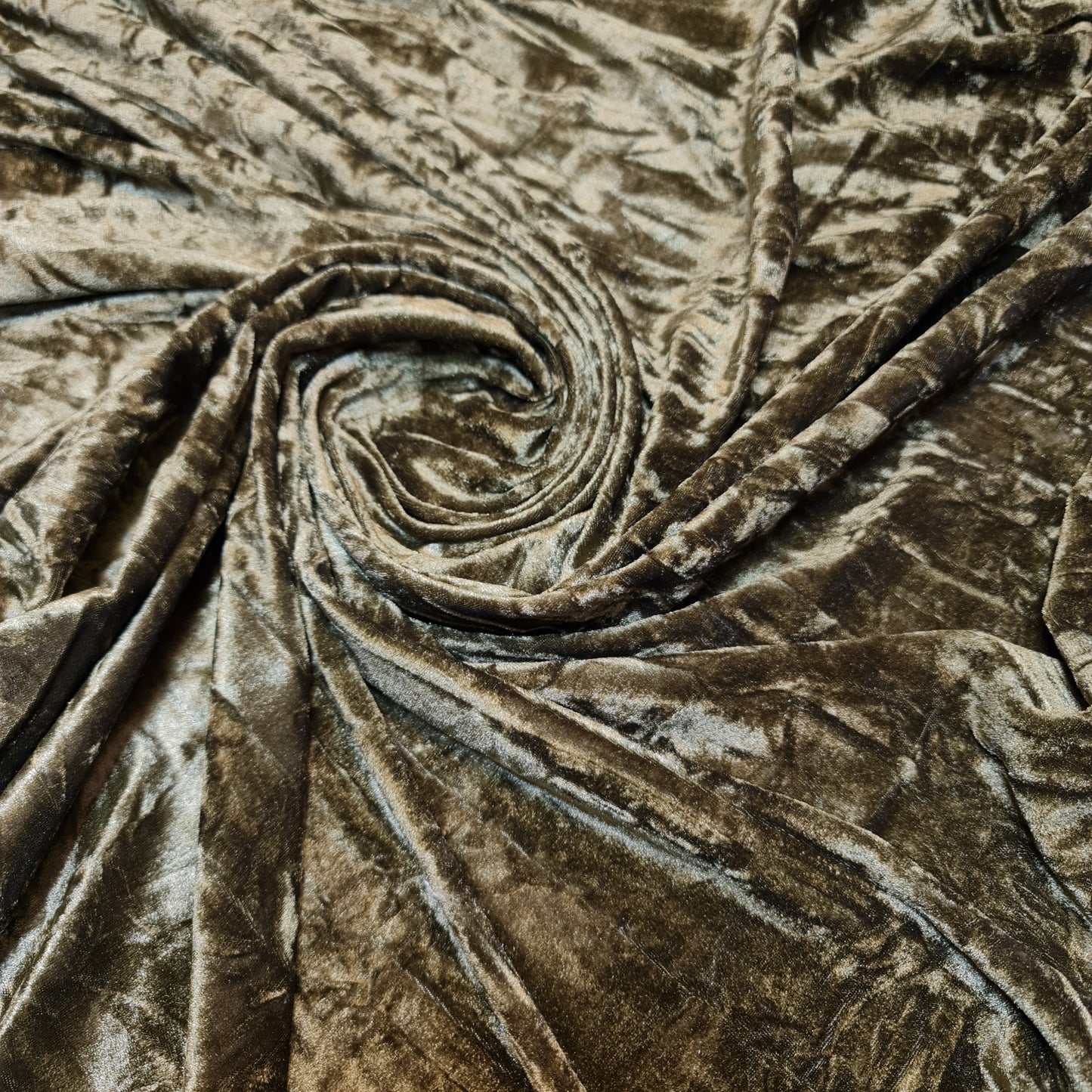 Olivgrüner Premium Pannesamt Stoff Stretch Velours 58" / 150cm breit Meterware