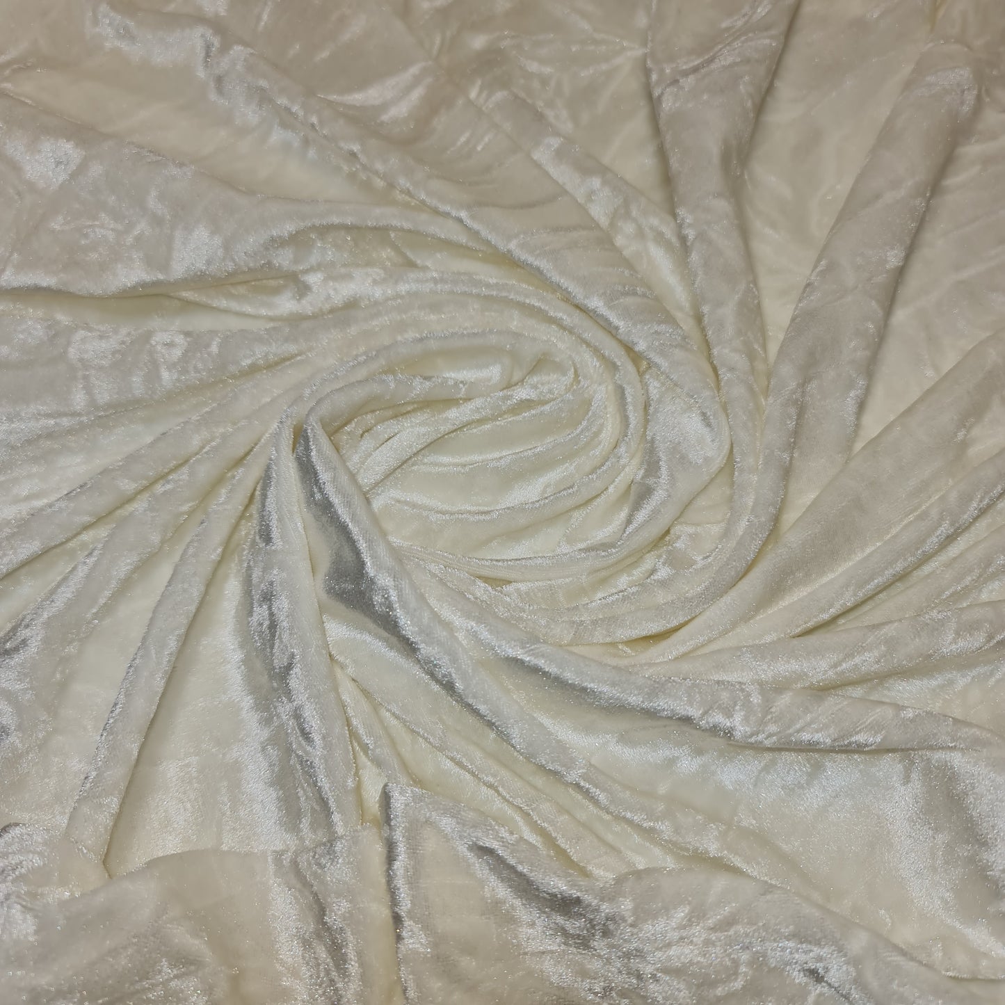 Elfenbeinfarbener Premium-Pannesamtstoff, Stretch-Velours, 150 cm breit, Meterware