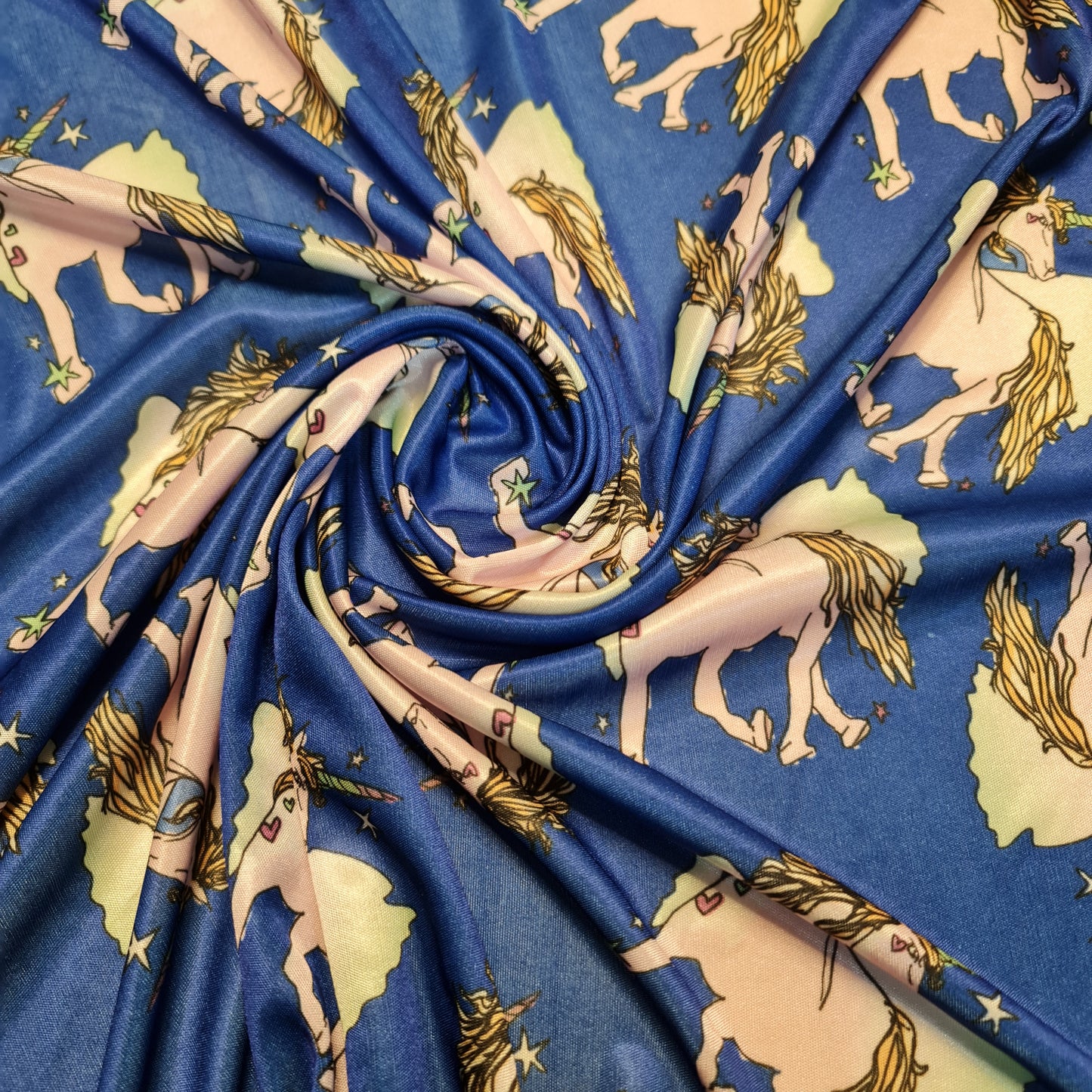 Unicorn Blue Viscose Dead Stock Jersey Stretch Fabric Dress Craft Costume Material 58" By Meter