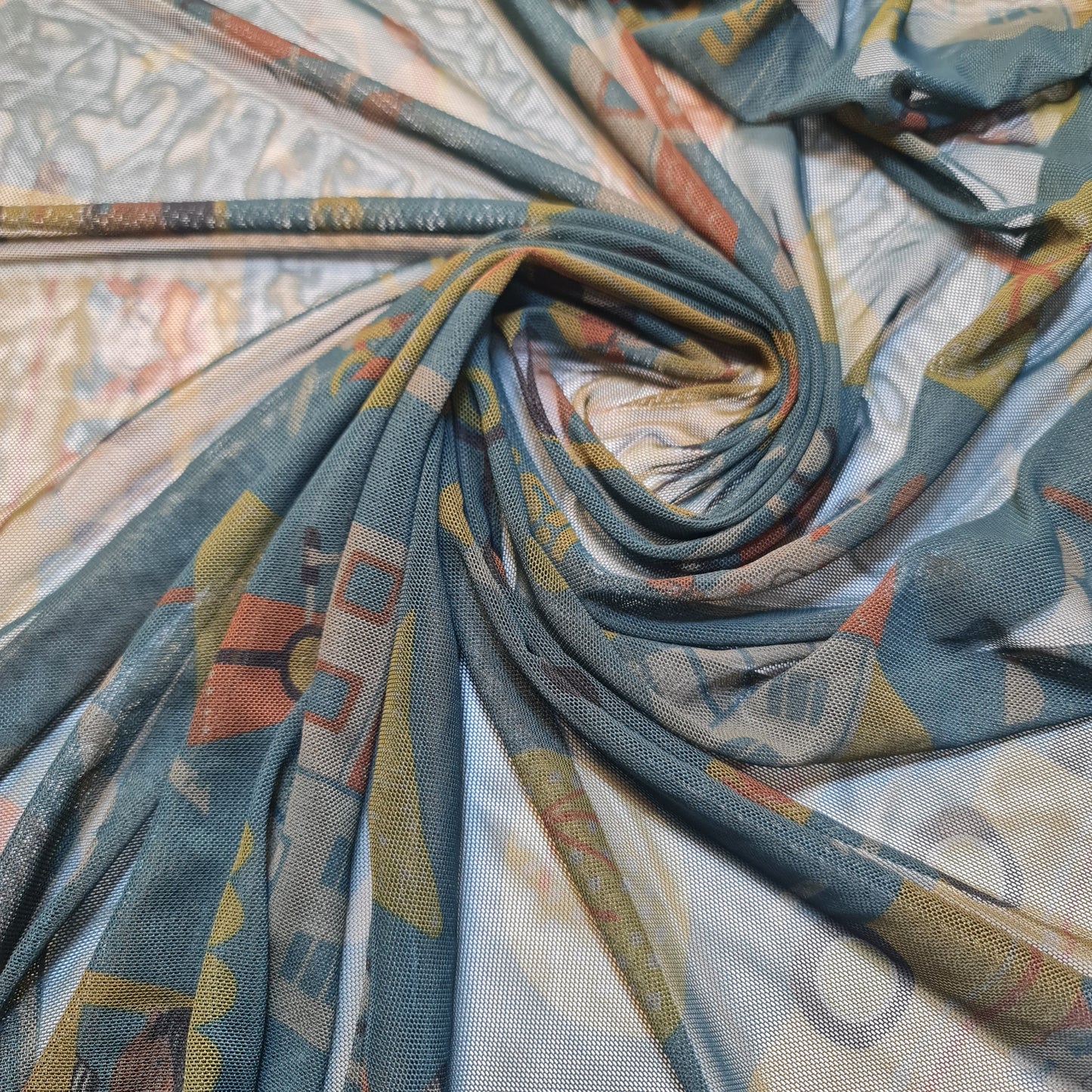 Kids Print 4-Way Power Net Fabric | Soft Stretch Mesh for Dresses, Crafts & Apparel Material 44"