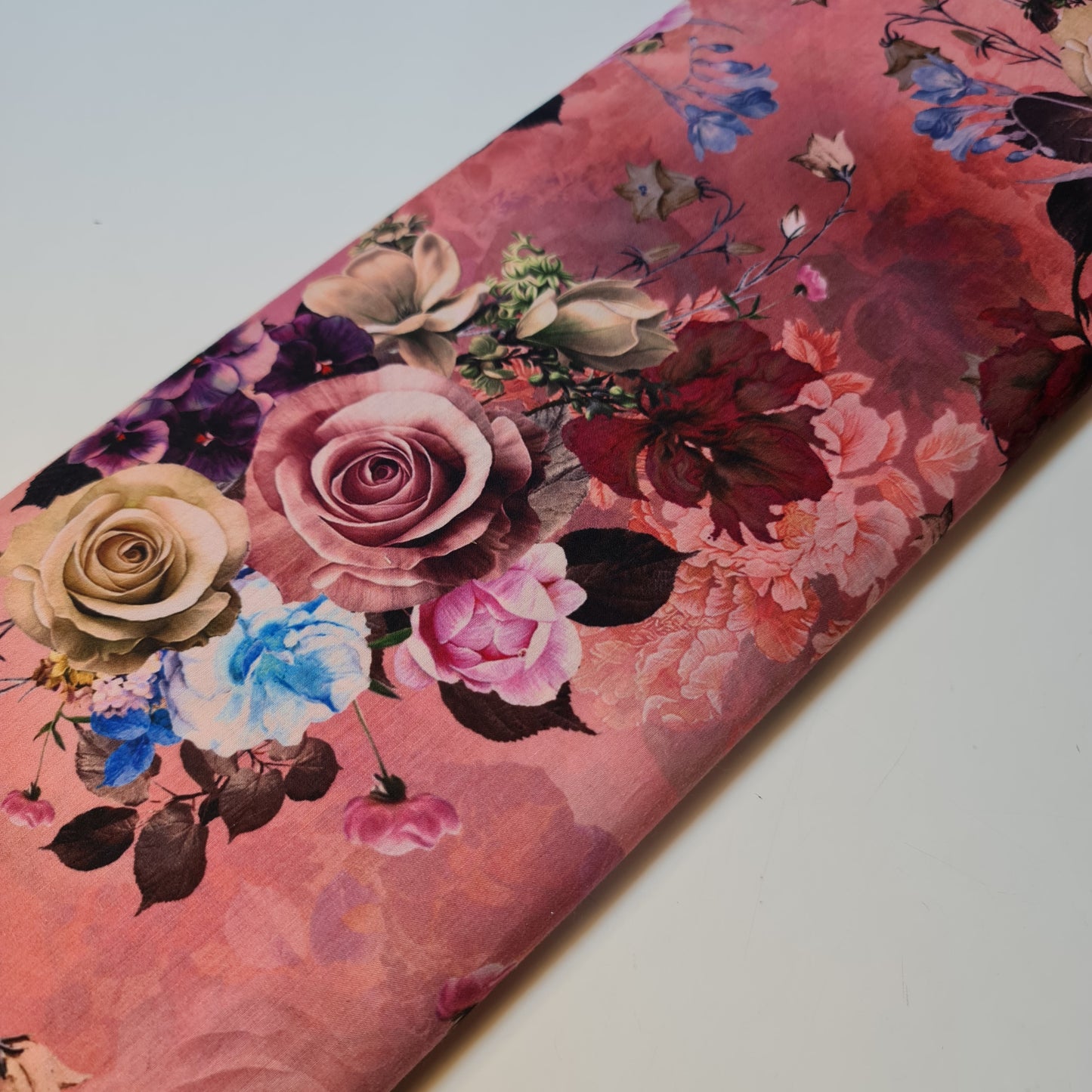 Rosewater Meadow Floral Print Polycotton Muslin Fabric Dress Drape Craft Material 44" By Meter