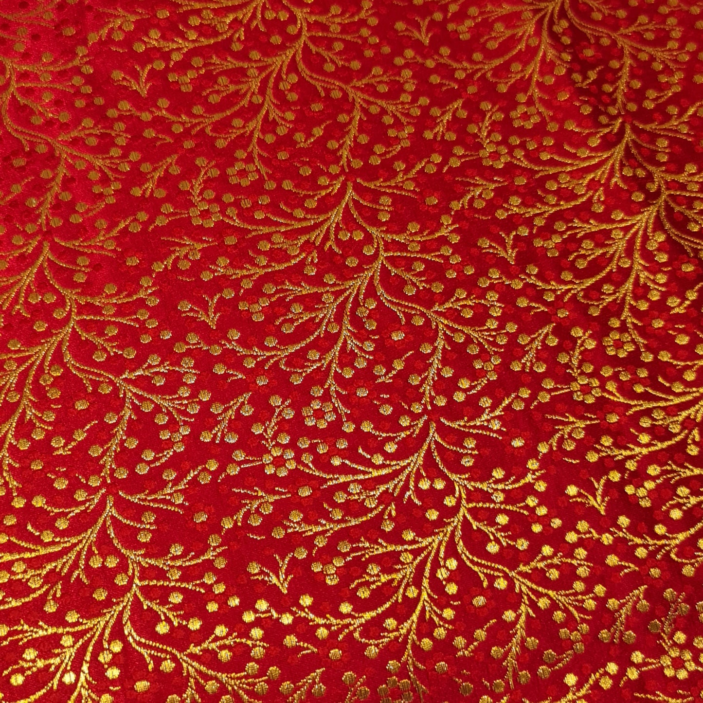Red Ditsy Floral Brocade Material Jacquard Indian Banarasi Dress Craft Costume Curtain Fabric 44" By The Meter