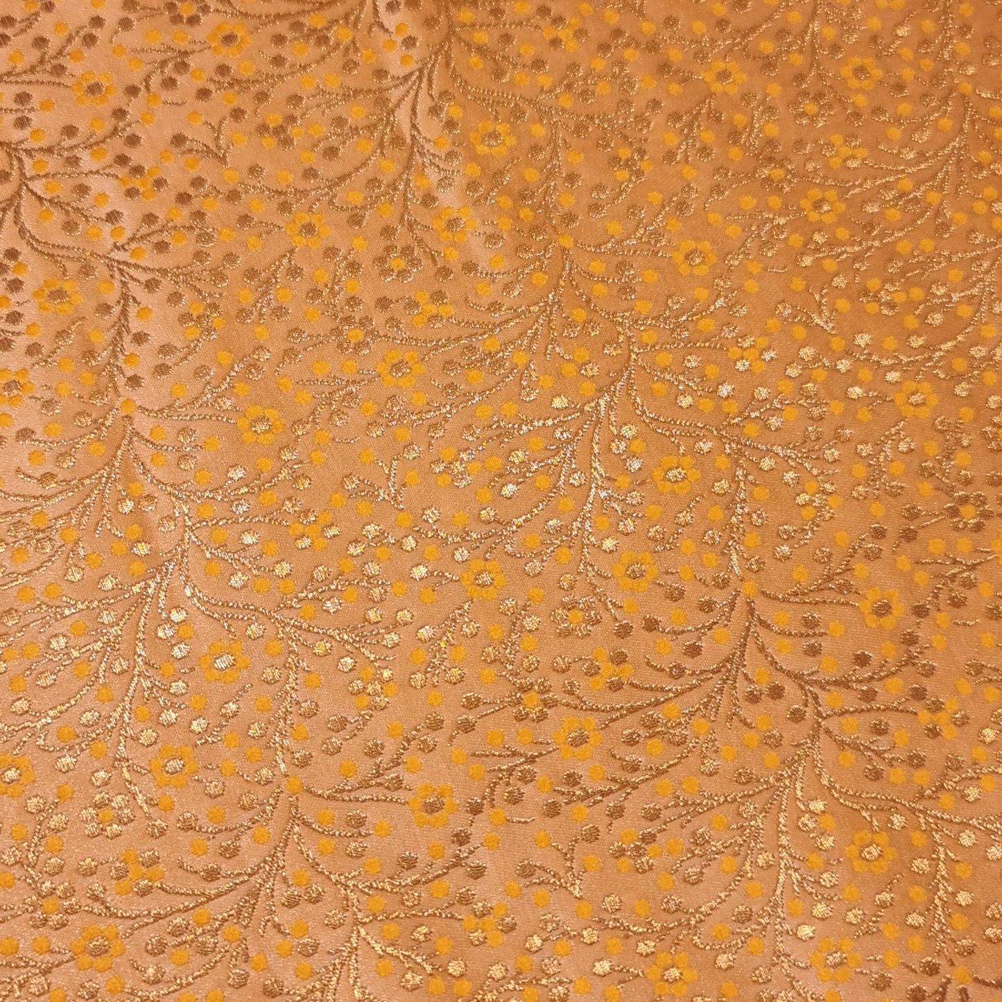 Yellow Ditsy Floral Brocade Material Jacquard Indian Banarasi Dress Craft Costume Curtain Fabric 44" By The Meter