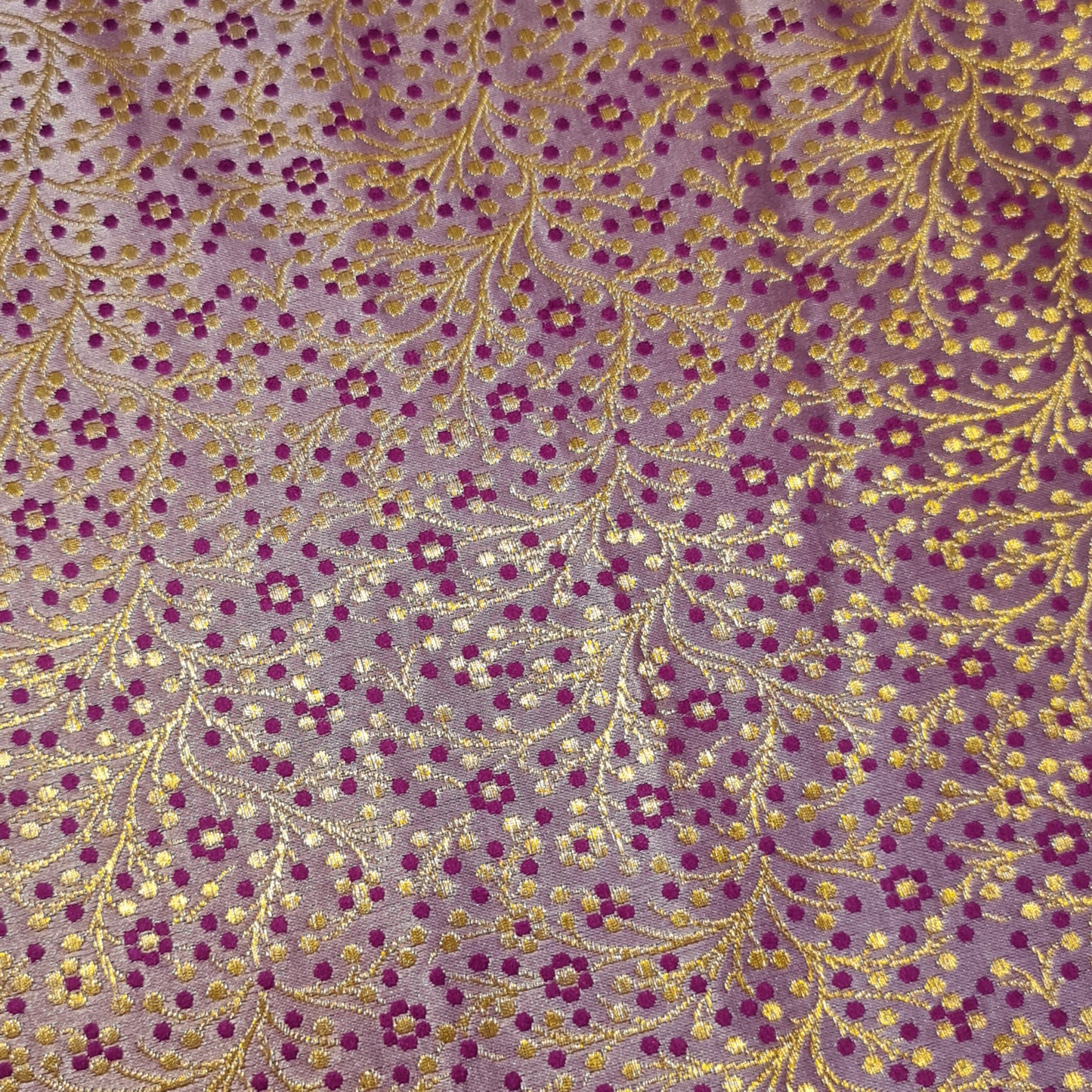 Magenta Ditsy Floral Brocade Material Jacquard Indian Banarasi Dress Craft Costume Curtain Fabric 44" By The Meter