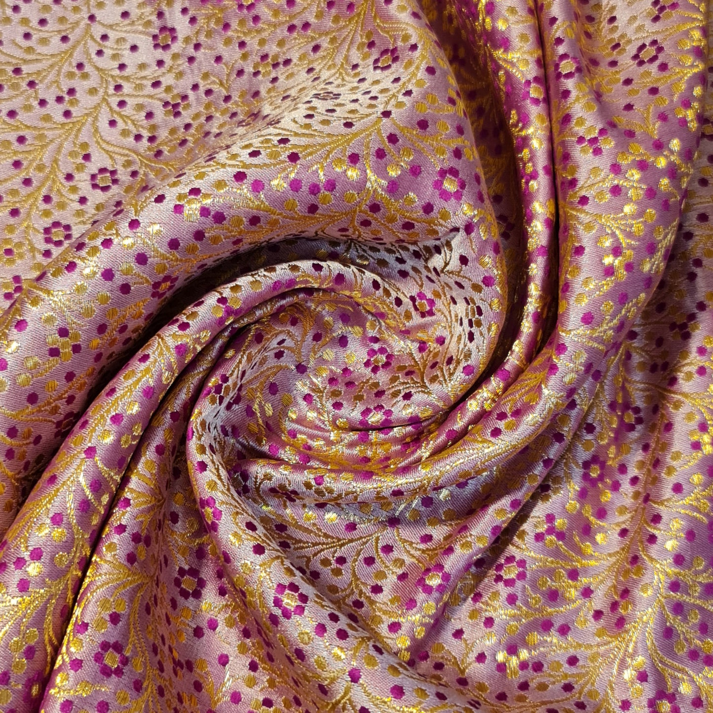 Magenta Ditsy Floral Brocade Material Jacquard Indian Banarasi Dress Craft Costume Curtain Fabric 44" By The Meter