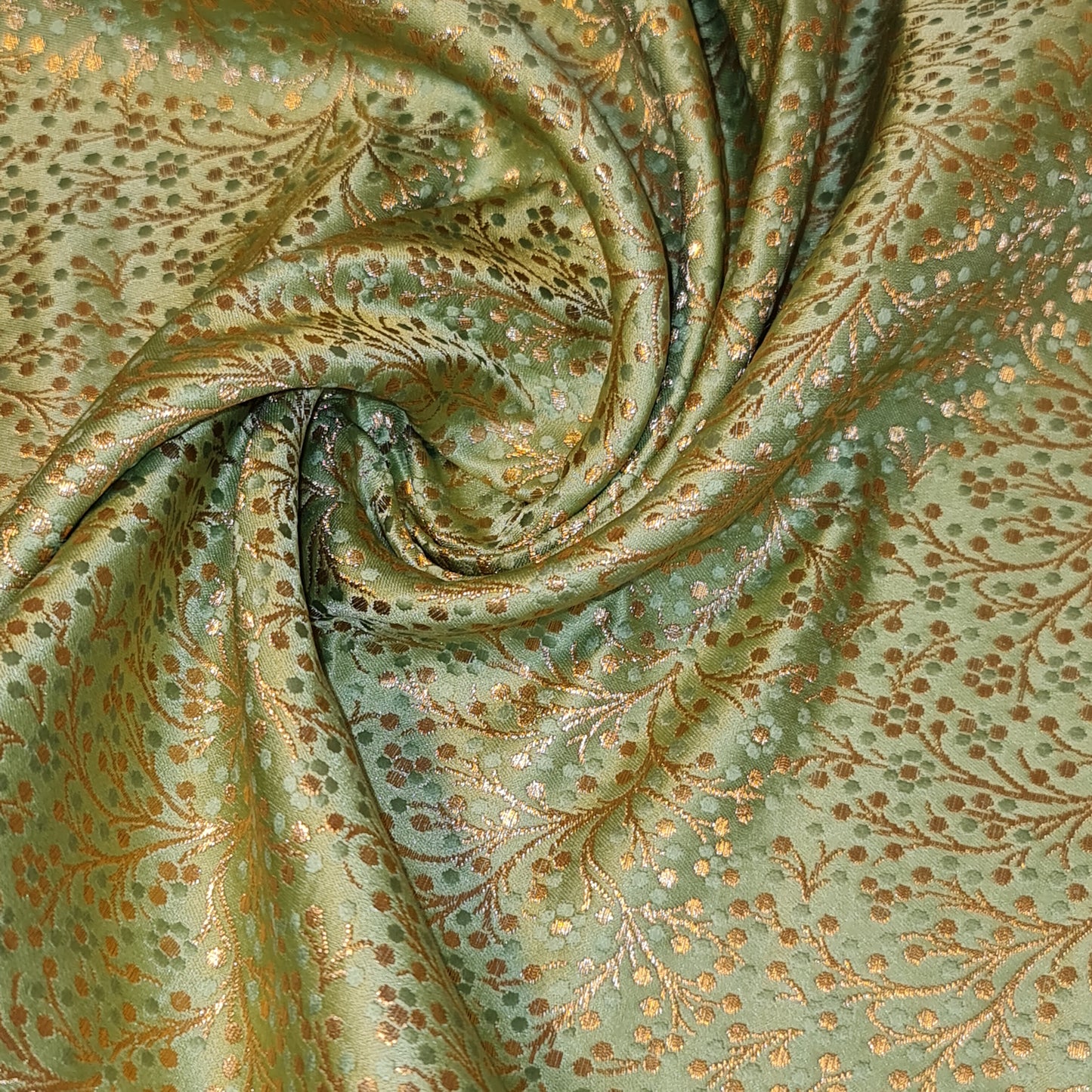 Mint Green Ditsy Floral Brocade Material Jacquard Indian Banarasi Dress Craft Costume Curtain Fabric 44" By The Meter