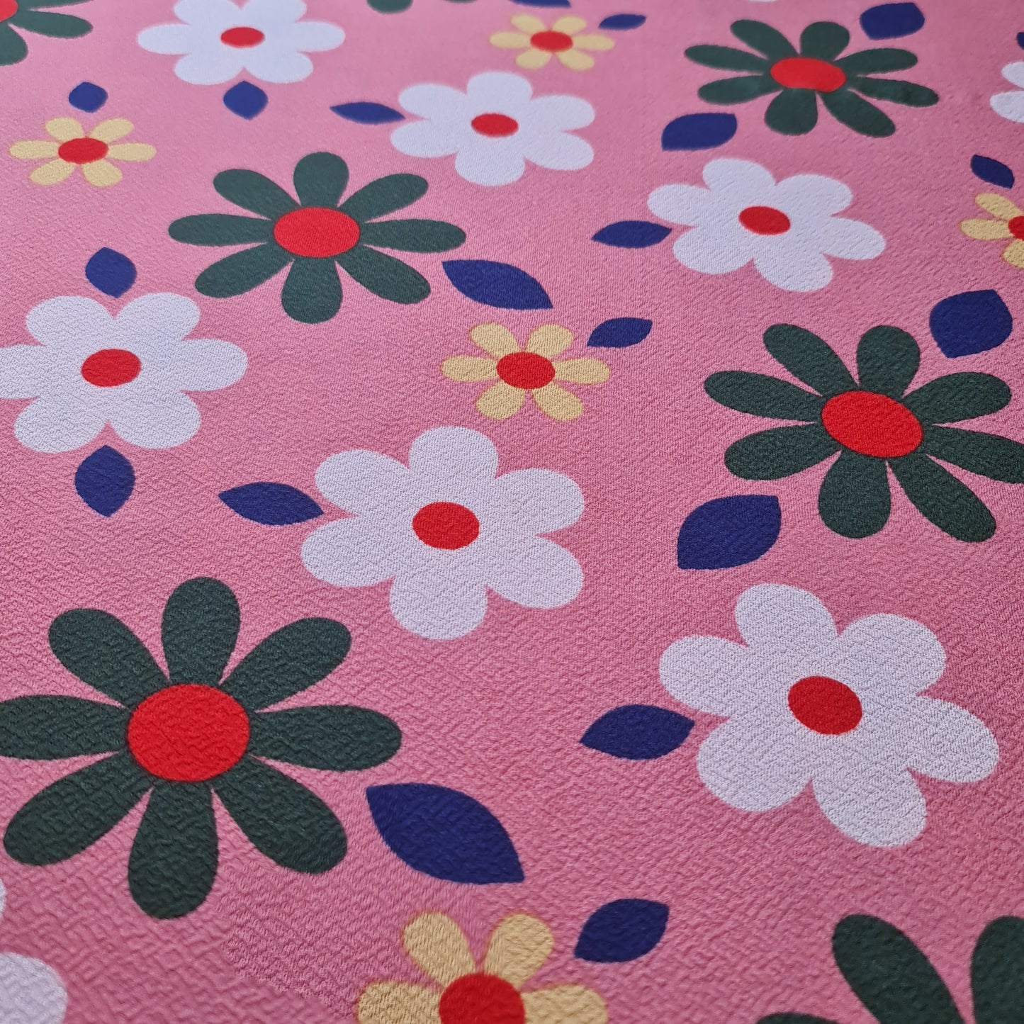 Pink Floral Scuba Crepe Fabric – Stretch Dressmaking Material by the Meter (58” Wide)