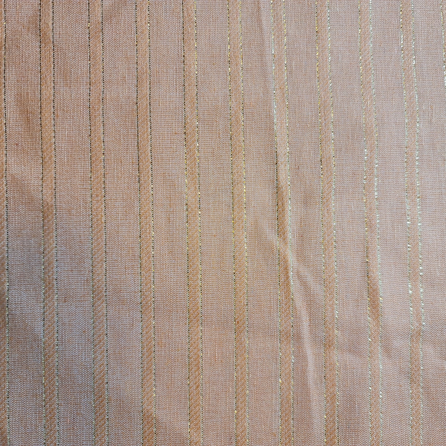 Peach 100% Cotton Linen Fabric Lurex Stripe Dress Craft Quilting Material 44" Wide By The Meter