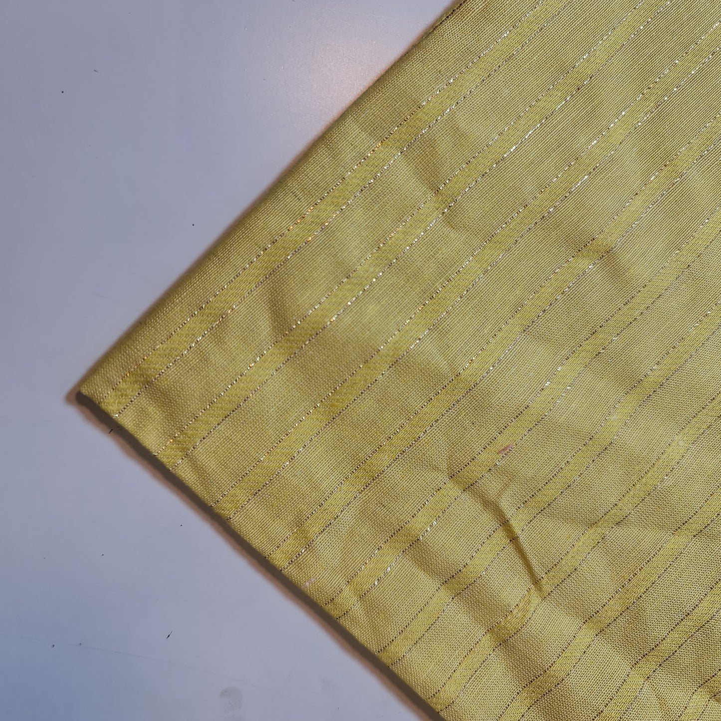 Yellow 100% Cotton Linen Fabric Lurex Stripe Dress Craft Quilting Material 44" Wide By The Meter