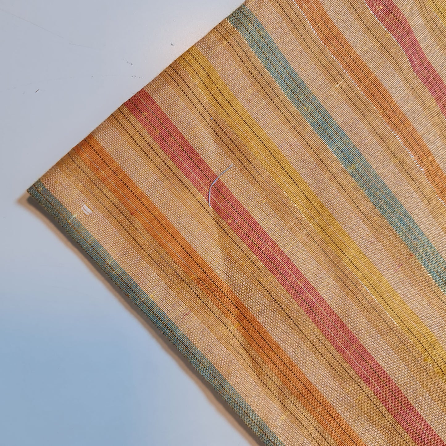 Orange 100% Cotton Linen Fabric Lurex Stripe Dress Craft Quilting Material 44" Wide By The Meter