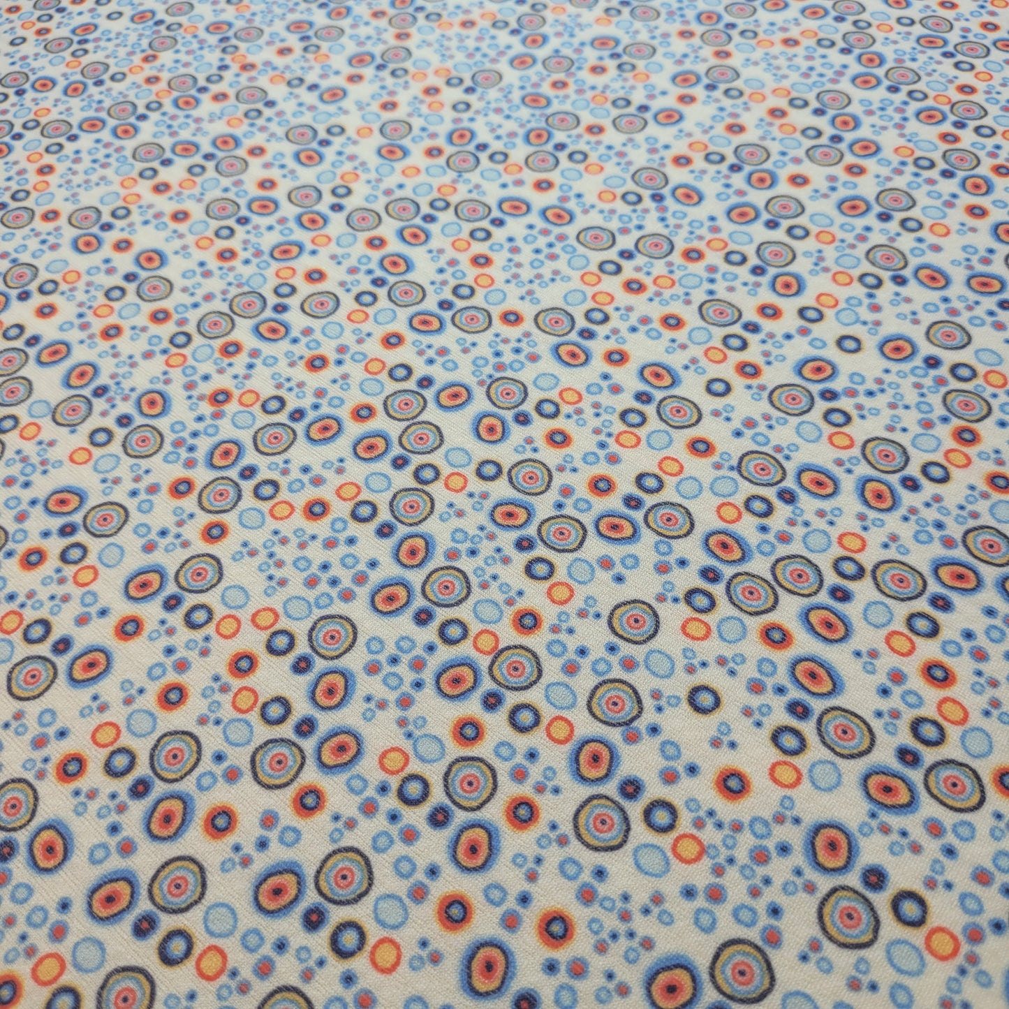 Scuba Crepe Fabric – Multi-Colored Small Circles Pattern | Stretch Fabric by the Meter (58” Wide)
