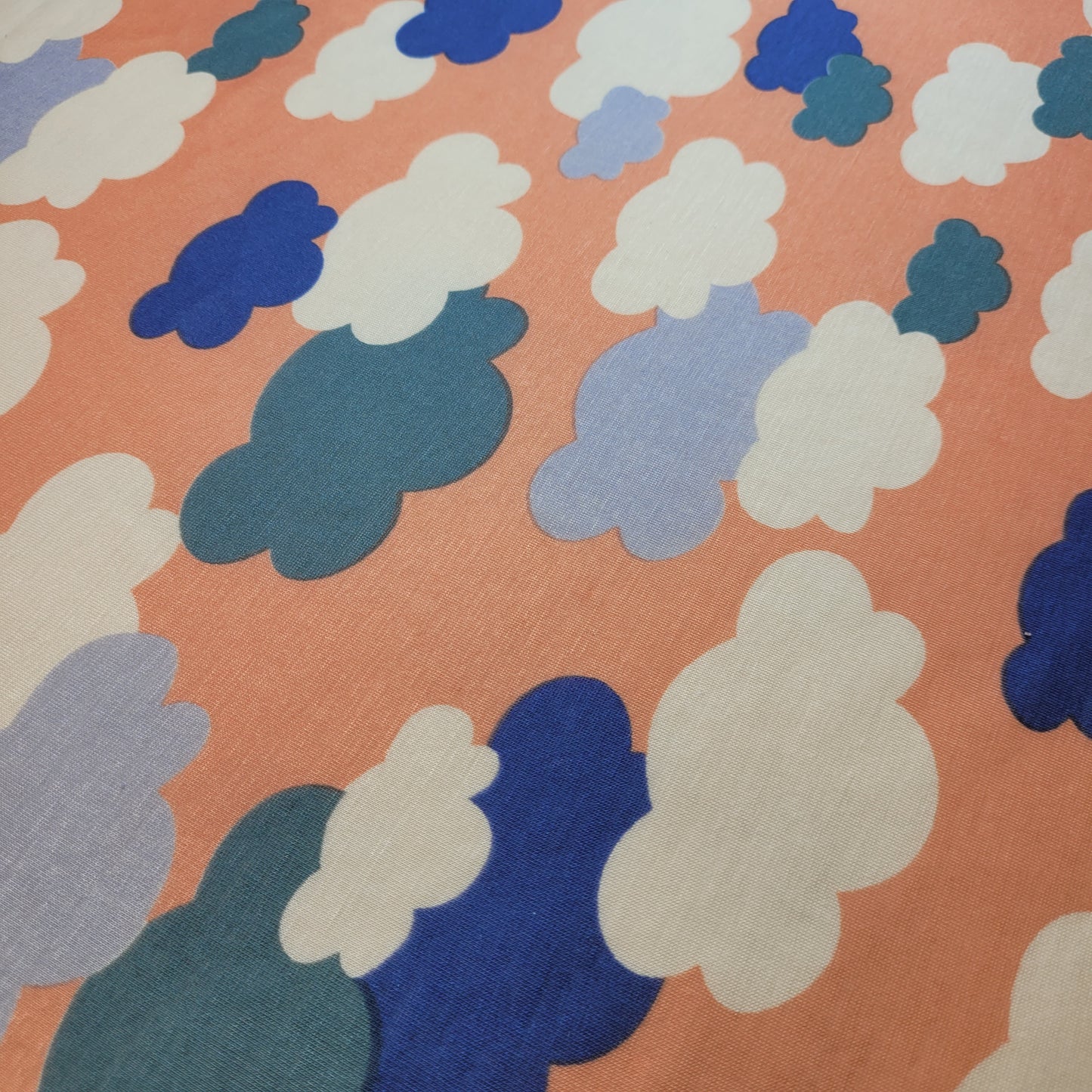 Cotton Jersey Cloud Print Fabric – Peach Background, 58" Wide (Sold by the Meter)