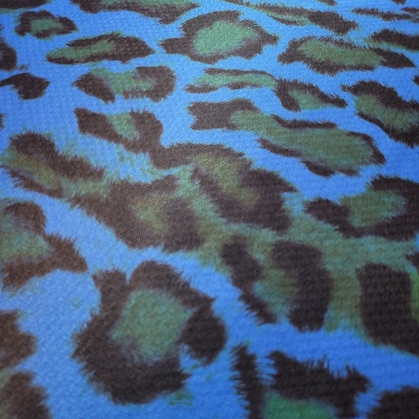 Blue & Green Leopard Print Polyester Jersey Fabric – 58" Wide (Sold by the Meter)