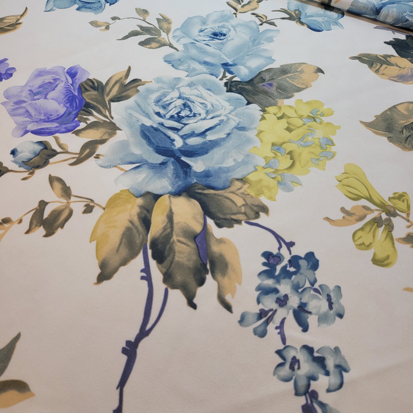 Blue & Yellow Floral Stretch Jersey Fabric – Soft Knit – 60" Wide (Sold by the Meter)