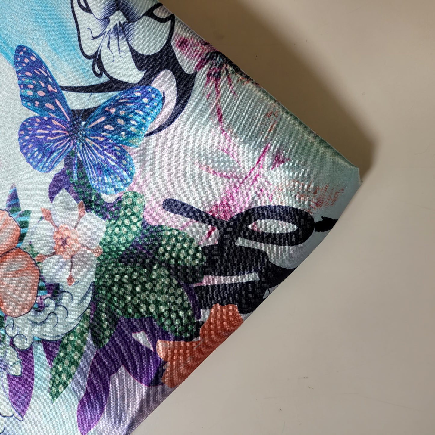 Blumenmuster, bedruckter Seidensatin, Kleiderstoff, 147,3 cm, Meterware (Farbe 3)