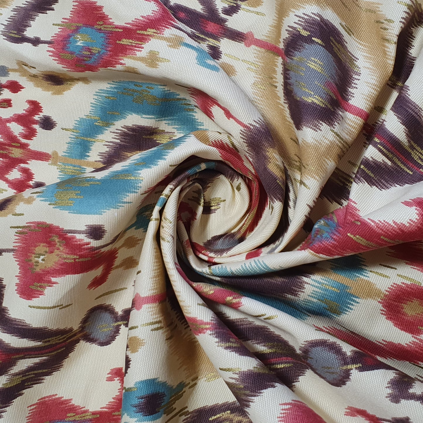 Luxuriöser, eleganter, lebendiger Canvas-Stoff aus 100 % Baumwolle mit floralem Polka-Muster, 147,3 cm breit, perfekt für Kinderprojekte und Bastelarbeiten (Beiger Paisley-Batik)