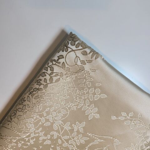 * Clearance * Geometric Stripes & Tartan Chenille Tapestry-Inspired Medium to Heavyweight Curtain & Upholstery Fabrics – 58" Wide", Sold by the Meter (Beige Eagle Damask)