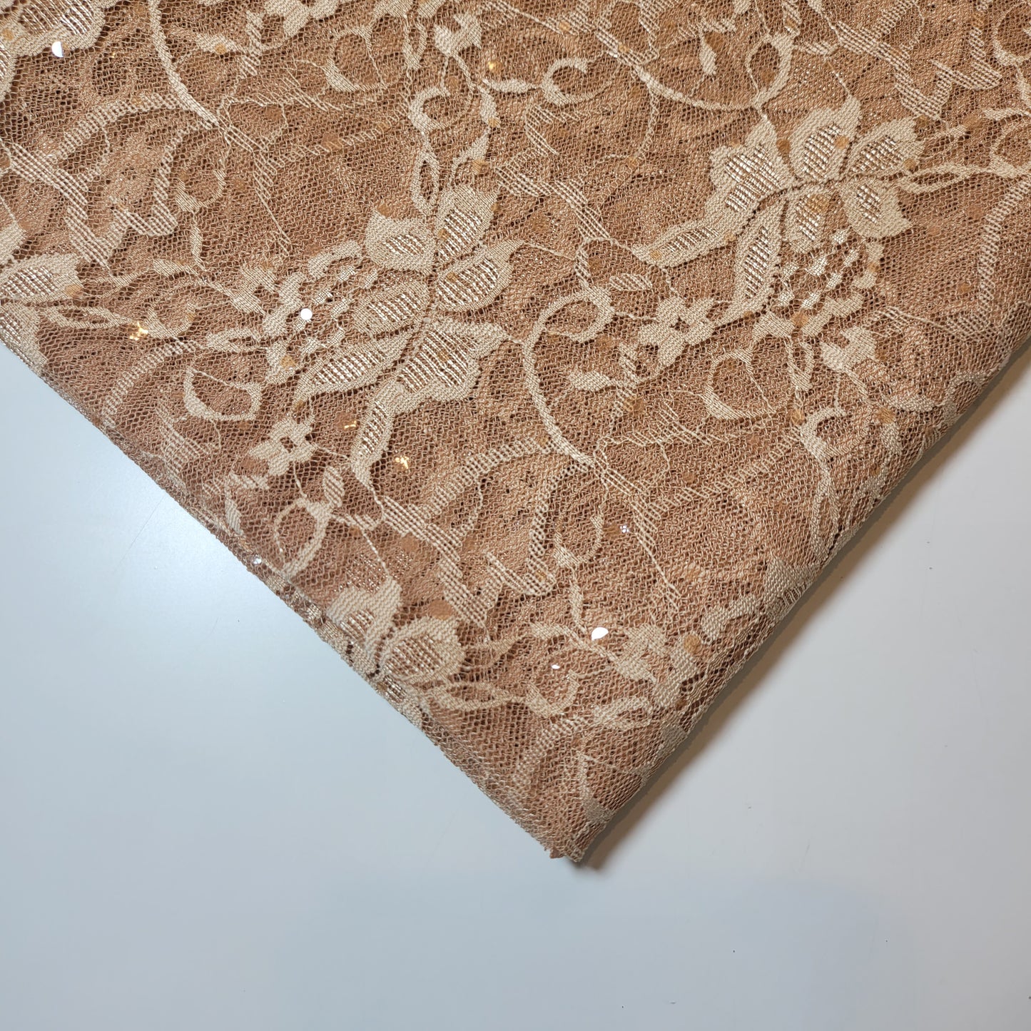 Beige Gold Budget Floral Lace Fabric Designer Dress Craft Material 58" By the Meter