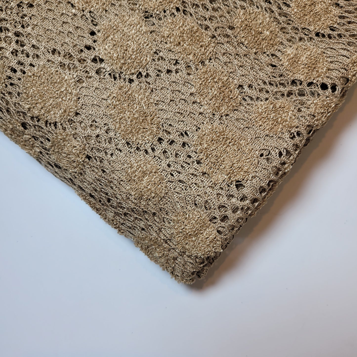 Beige Spot Stretch Floral Bridal Lace Fabric Polyester Mesh Elastane Blend Dress Material 58" By The Meter