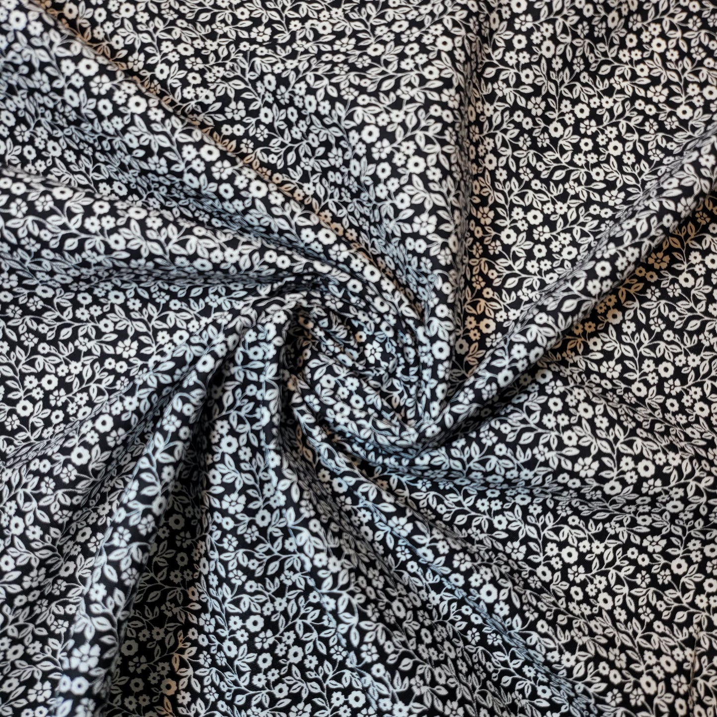 Black Ditsy Floral Soft 100% Cotton Floral Fabric for Kids’ Sewing and Quilting – 44" Wide, Perfect for Dresses and Crafts