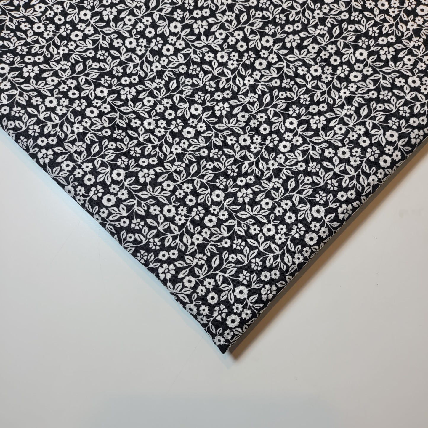 Black Ditsy Floral Soft 100% Cotton Floral Fabric for Kids’ Sewing and Quilting – 44" Wide, Perfect for Dresses and Crafts