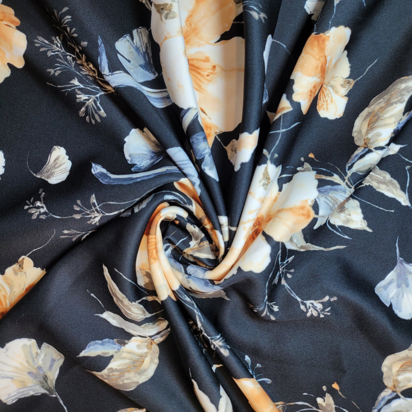 Black Floral Jersey Dress Craft Costume Material 58" By The Meter