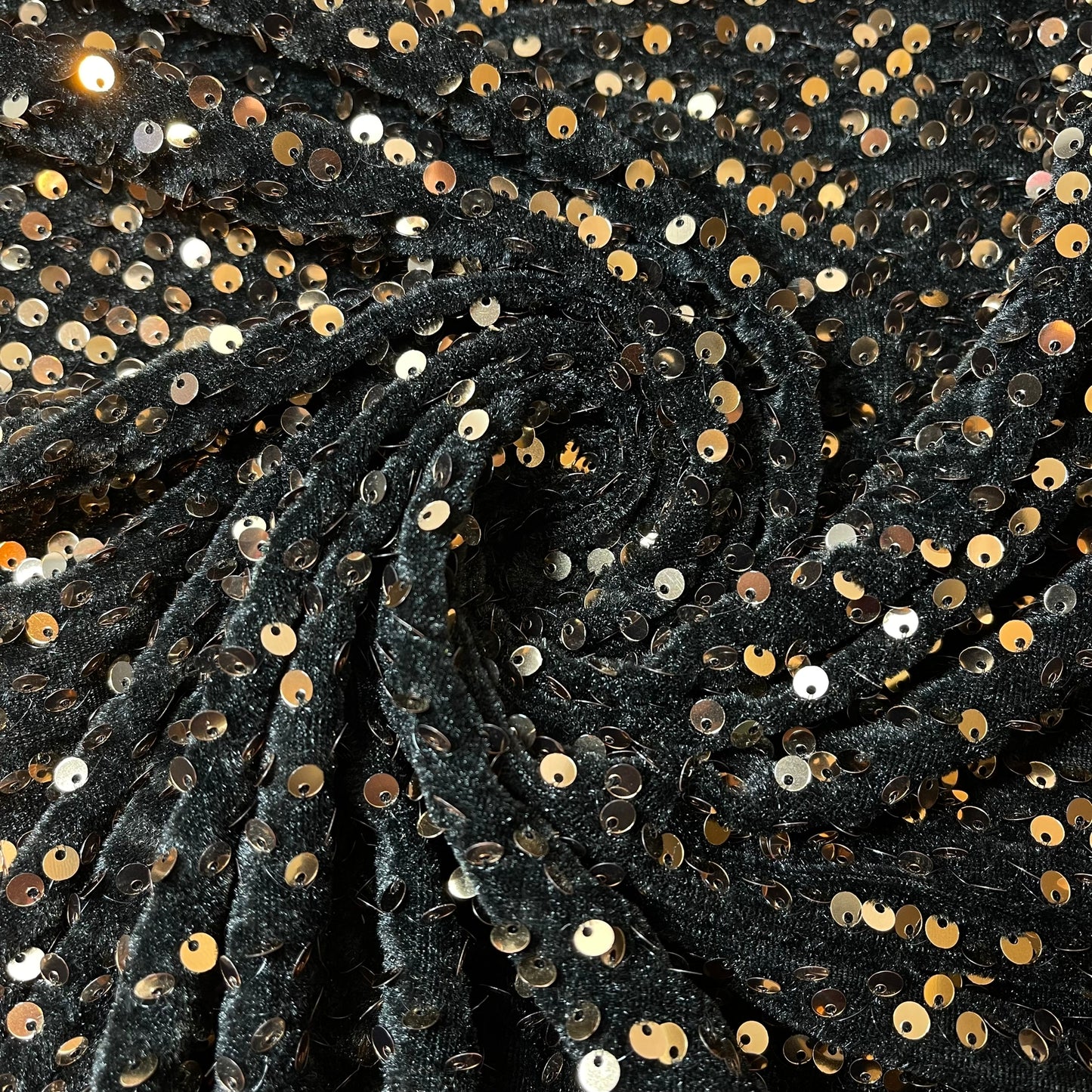 Black Gold Sequin Velvet Embroidery Stretch Material Velour Craft Drape Dress Fabric 58" Wide By The Meter