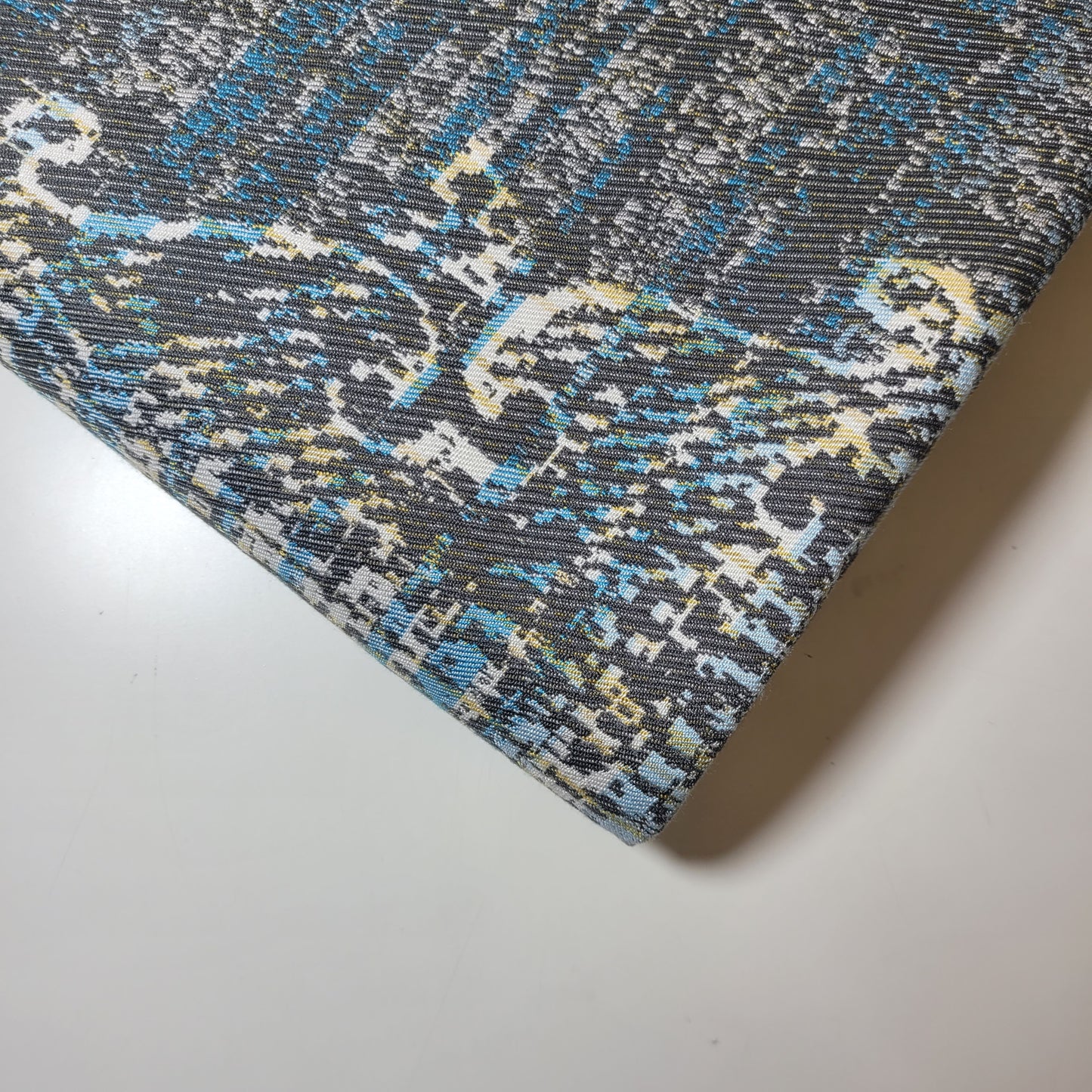 Blue Camo Boucle Tweed Linen Look Fabric Medium Weight Curtain Upholstery Material 58" By Meter