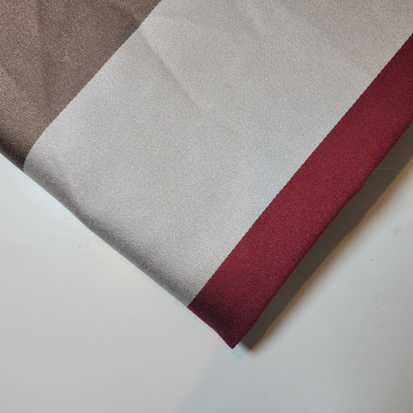 Brown Silver Red Stripe Satin Polyester Medium Weight Material Curtain & Upholstery Fabrics – 58" Wide" Sold by Meter