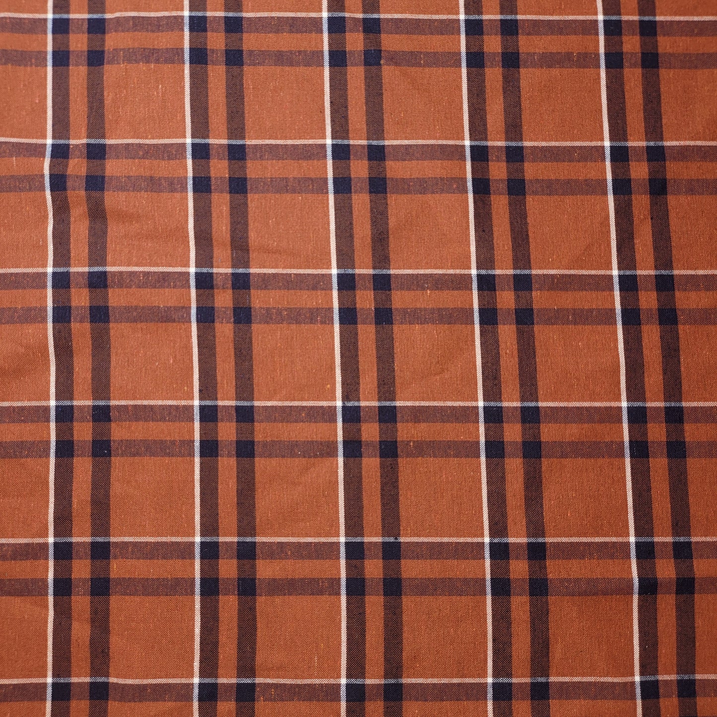 Burnt Orange Navy 100% Cotton Tartan Check Plaid / Stripe Dress Fabric Craft Quilting Material 58" By Meter