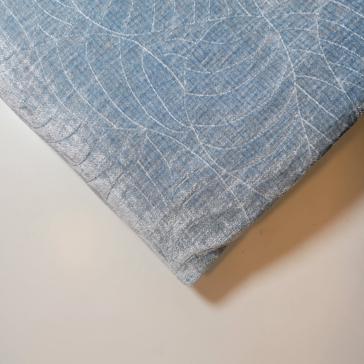 * Clearance * Geometric Stripes & Tartan Chenille Tapestry-Inspired Medium to Heavyweight Curtain & Upholstery Fabrics – 58" Wide", Sold by the Meter (Duck Egg Embossed Leaf Chenille Velvet )