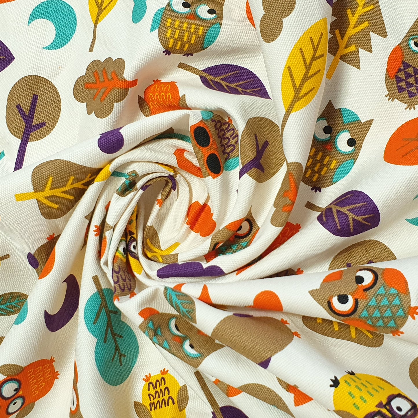 Forest Owls Print 100% Cotton Canvas Material Craft Costume Upholstery Fabric 58" By The Meter