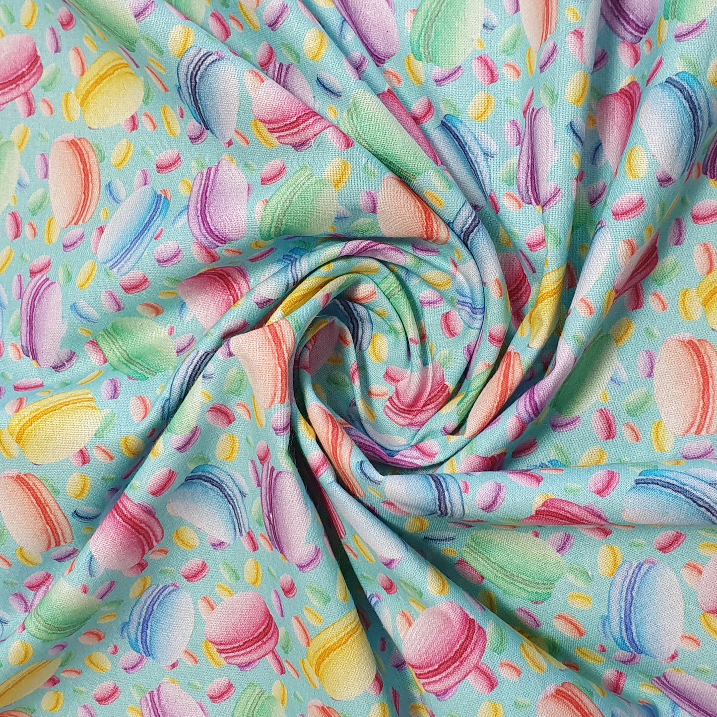 French Macrons 100% Cotton fabric Sweets Fruits, Treats & Macarons 44” wide perfect for Quilting, Crafts, Kidswear