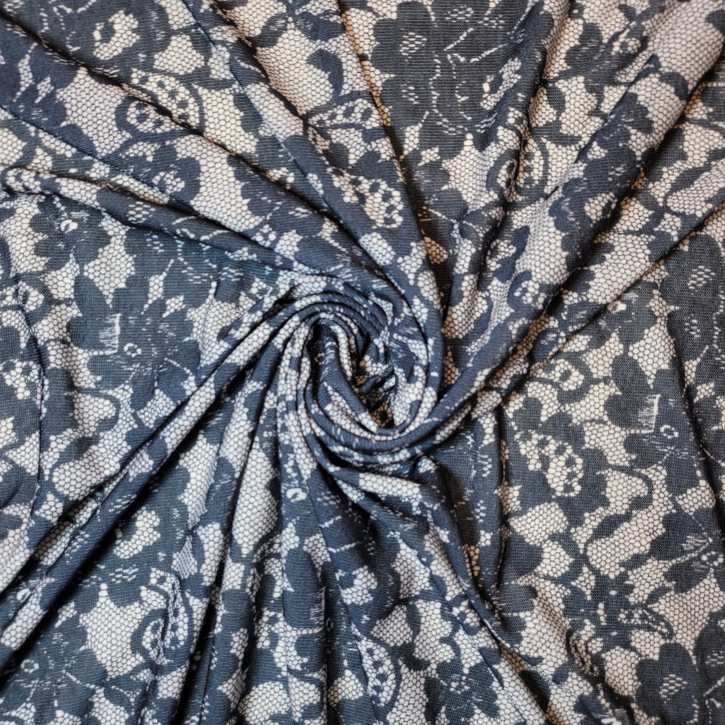 Grey Floral Lace Jersey Dress Craft Costume Material 58" By The Meter