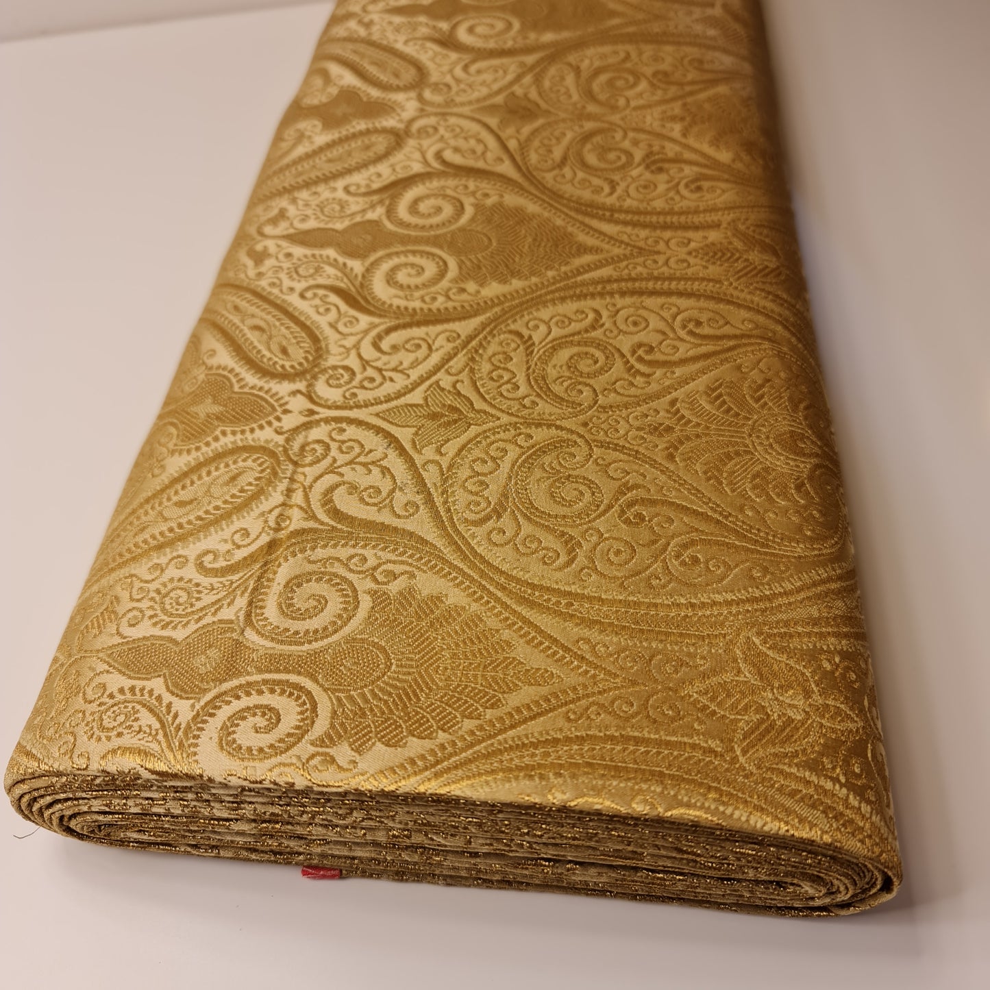 Gold Double Paisley Gold Metallic Banarasi Brocade Fabric | Dress, Craft & Décor Material | 44" Wide By the Meter