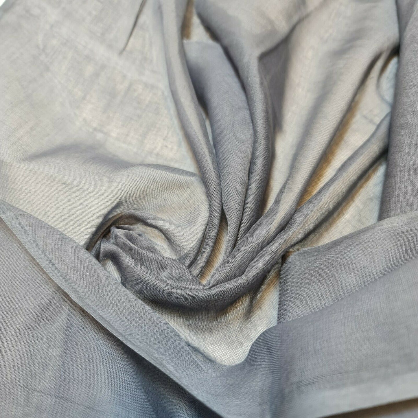 Grey 100% Cotton Muslin Fabric Sheer Gauze Plain Weave 44” Wide Dress Lining, Crafts Costume Material By The Meter