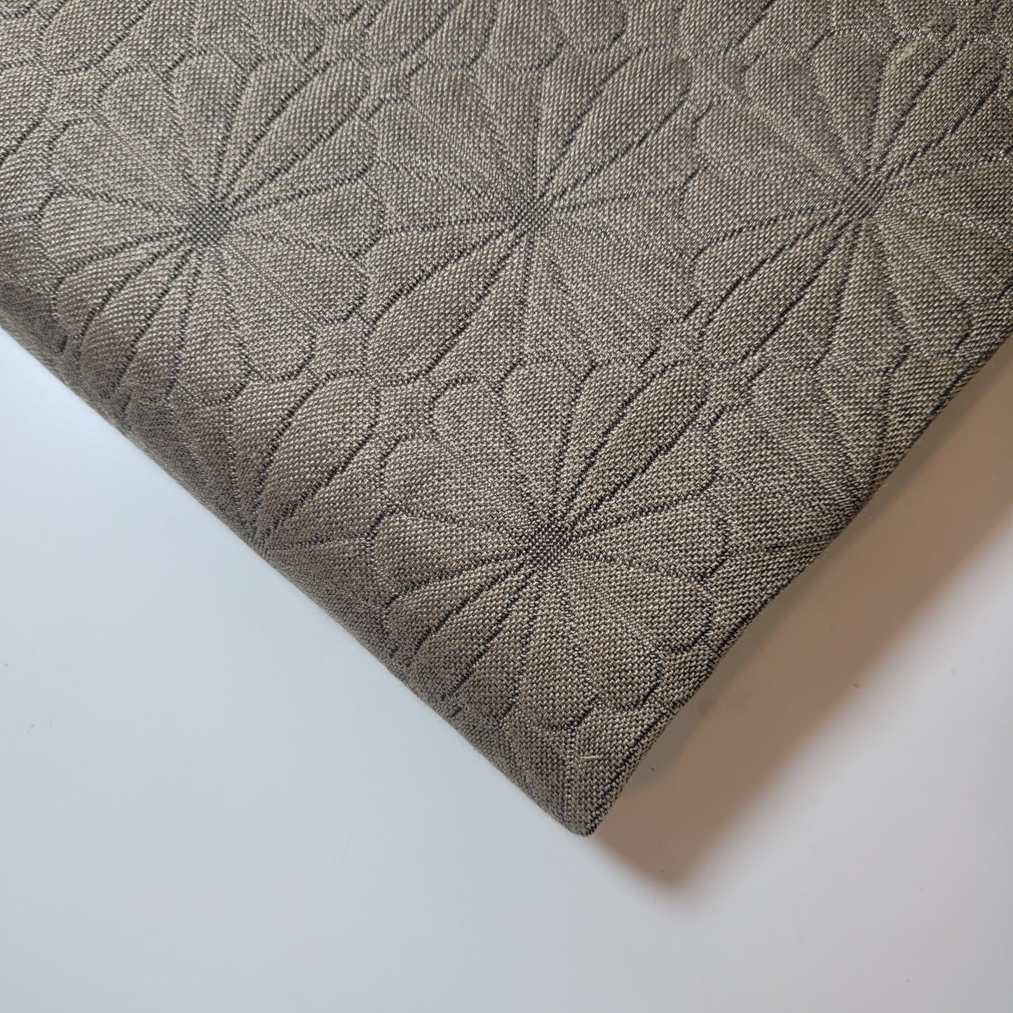 Khaki Embossed Flower Fabric Medium Weight Curtain Soft Furnishing Fabric 58" By Meter