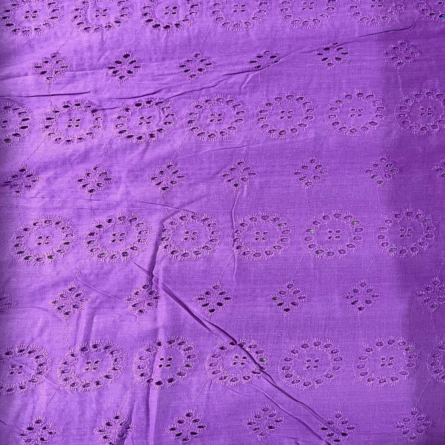 Lavender Cotton Broderie Anglaise Eyelet Fabric Dress Craft Costume Material 44" By The Meter