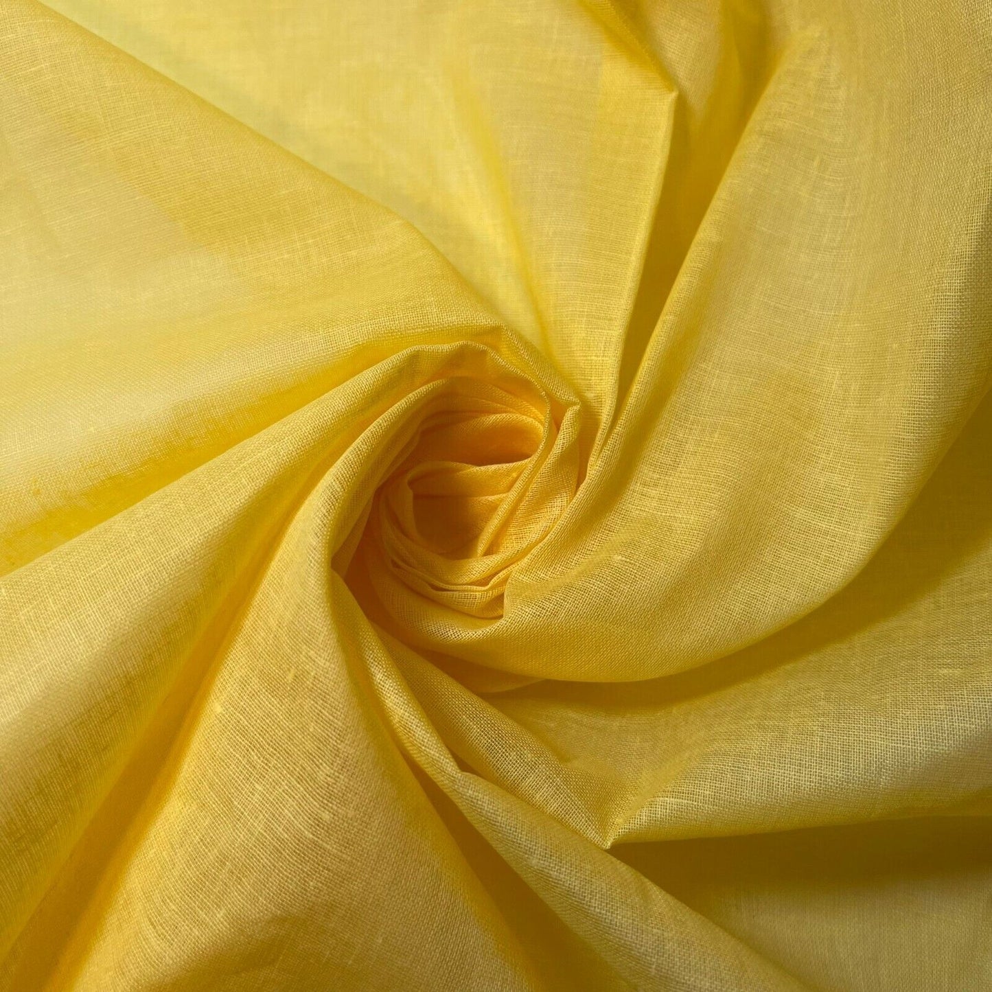 Lemon Yellow 100% Cotton Muslin Fabric Sheer Gauze Plain Weave 44” Wide Dress Lining, Crafts Costume Material By The Meter