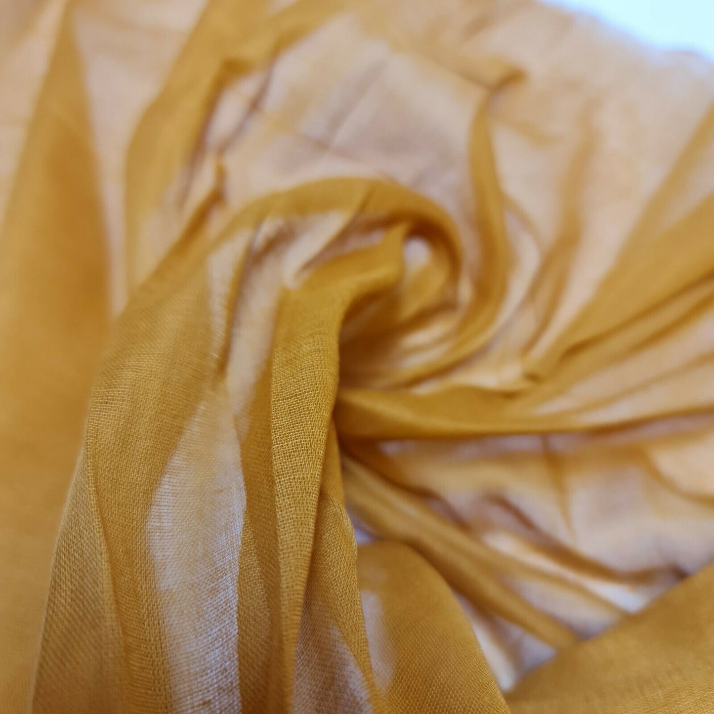 Mustard 100% Cotton Muslin Fabric Sheer Gauze Plain Weave 44” Wide Dress Lining, Crafts Costume Material By The Meter