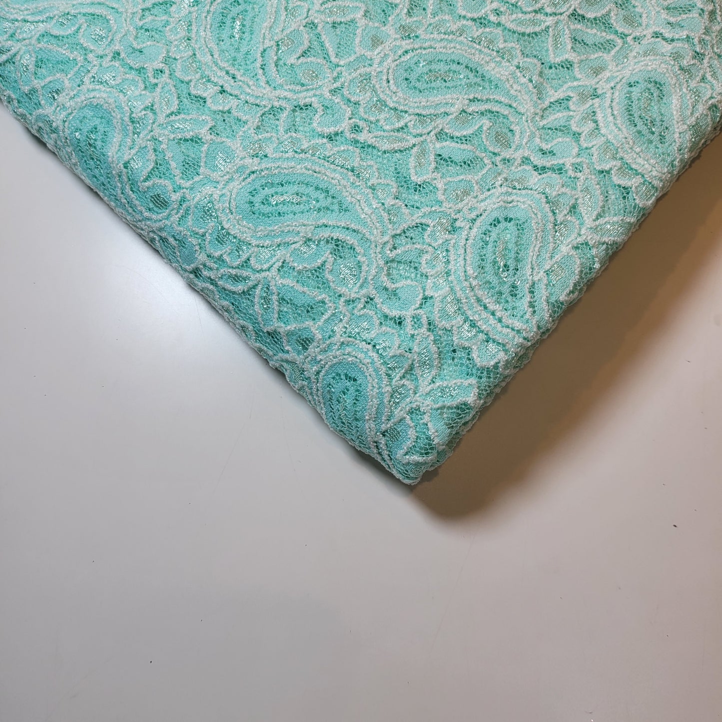 Mint Paisley Floral Braut Spitze Stoff Polyester Mesh Elasthan Mischung Kleid Material 58" Meterware