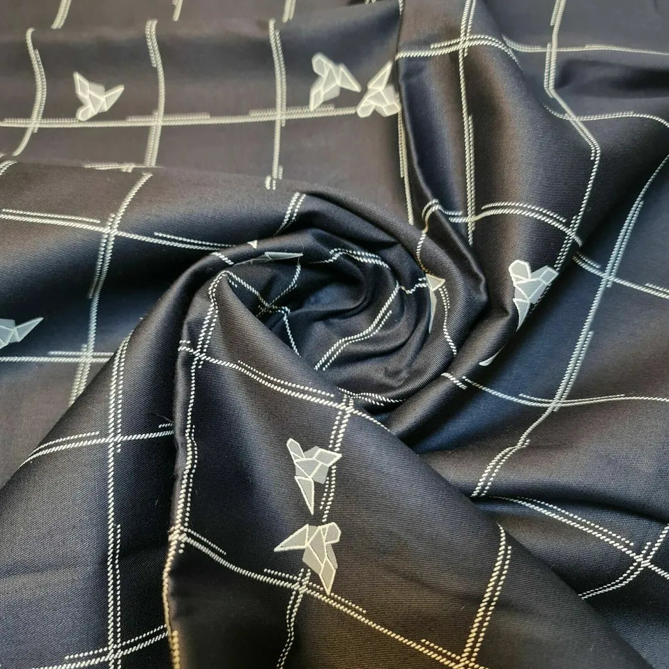 Marineblau kariert, dick, 100 % Baumwolle, Drillichstoff, Arbeitskleidung, Kleidertwill, Bastelstoff, 147,3 cm, Meterware