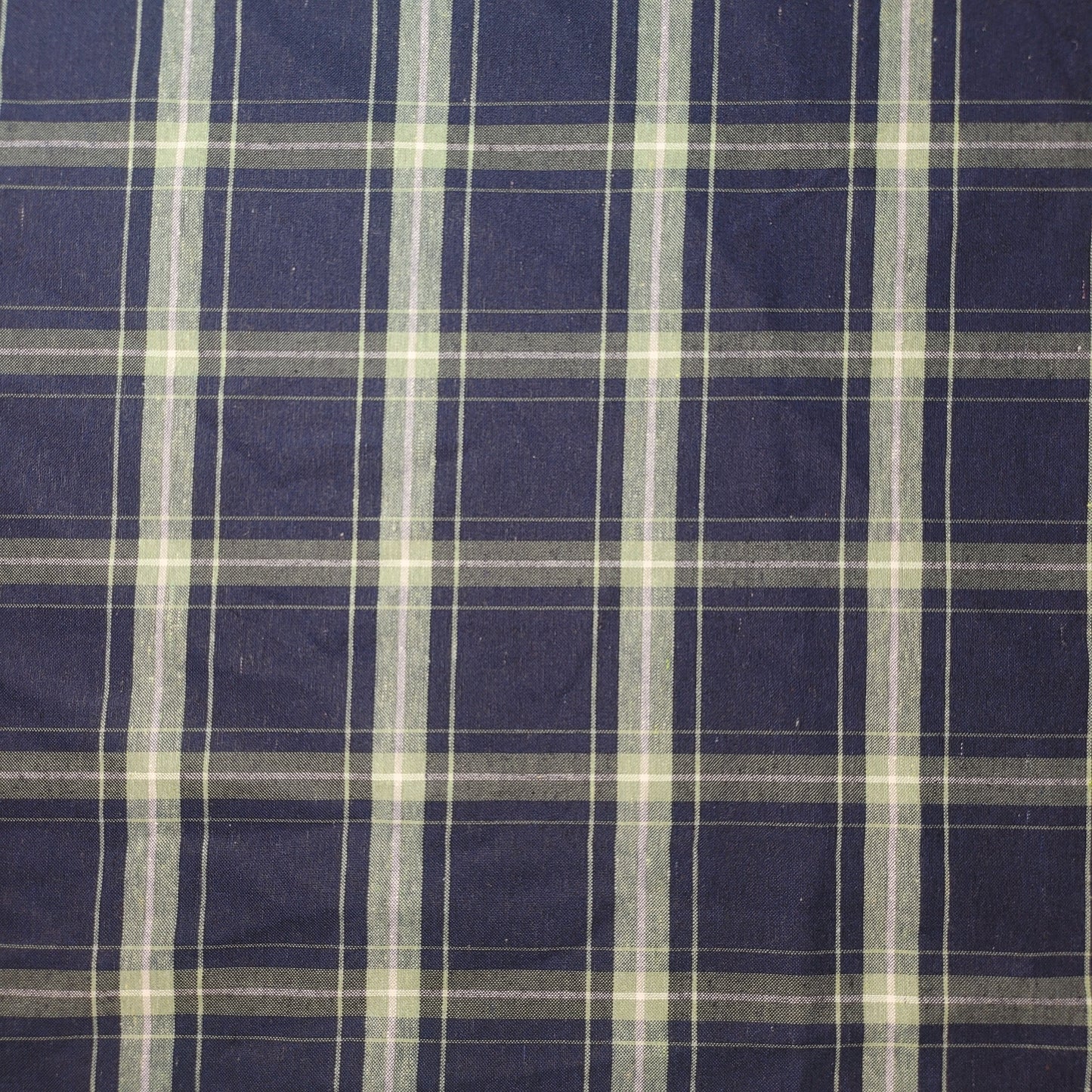 Dicker, 100 % Baumwolle, Tartan-Karomuster, kariert/gestreift, Kleiderstoff, Bastel- und Quiltmaterial, 147,3 cm, Meterware, Marineblau/Salbeigrün