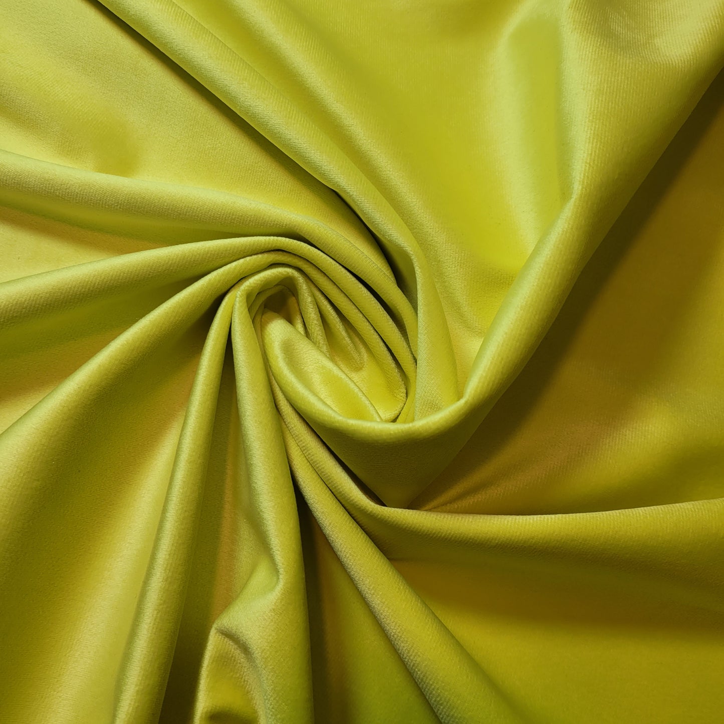 Neon Yellow Plush Plain Velvet Fabric 58” Wide – Upholstery, Curtains & Cushions | By the Meter | I Need Fabrics UK
